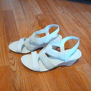 White open toed heels